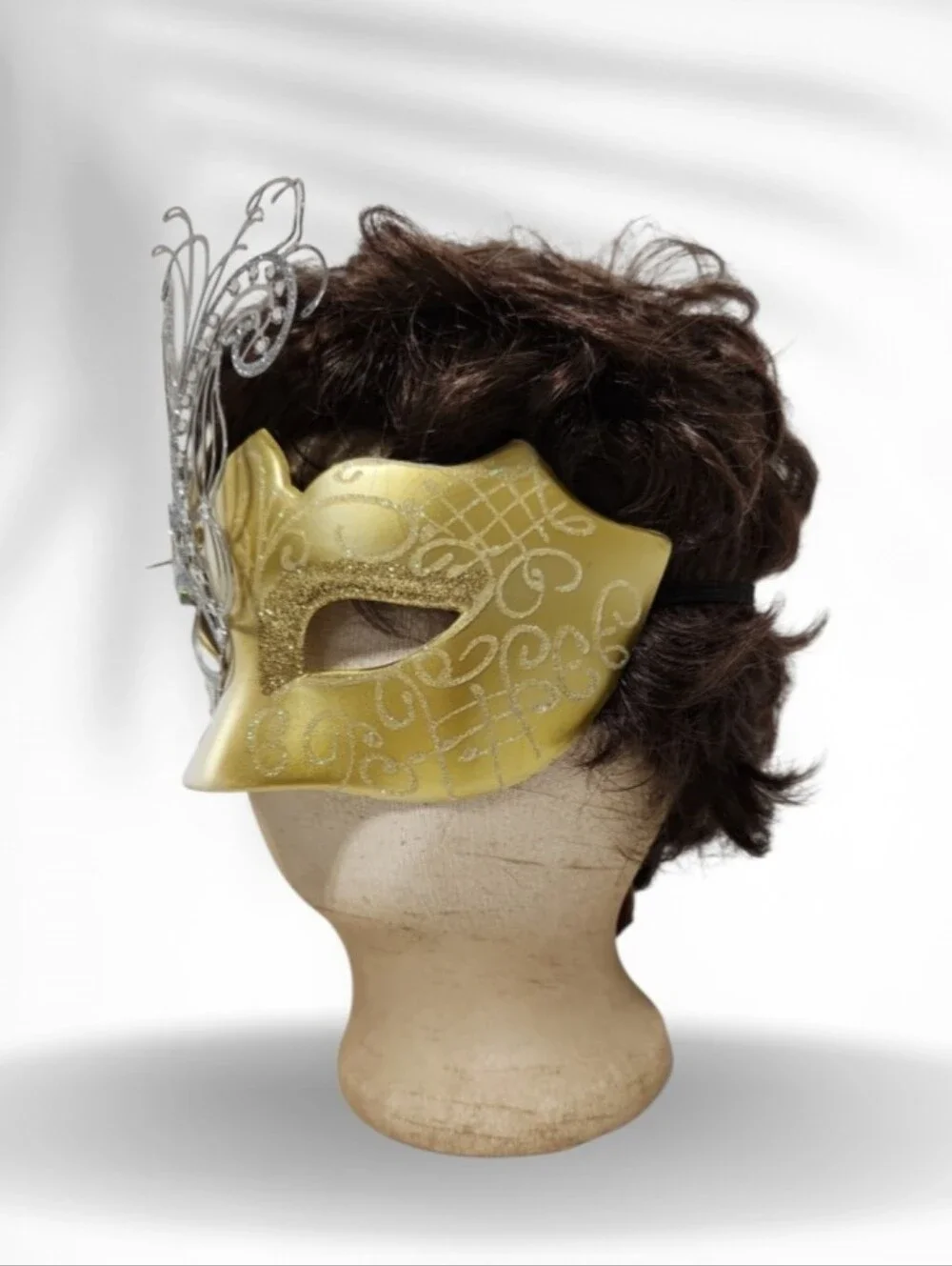 Silver & Gold Butterfly Inspired Masquerade Half Mask Ornate Filigree